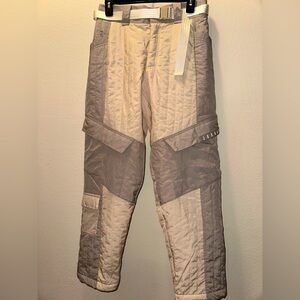 NWT Jordan cream grey insulated nylon cargo pants L winter fall pants